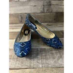 Steve Madden Blue Ballet Flats with Sequins and Embroidery Size 7